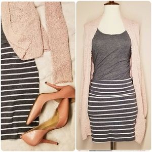 Elastic cotton stripe mini skirt